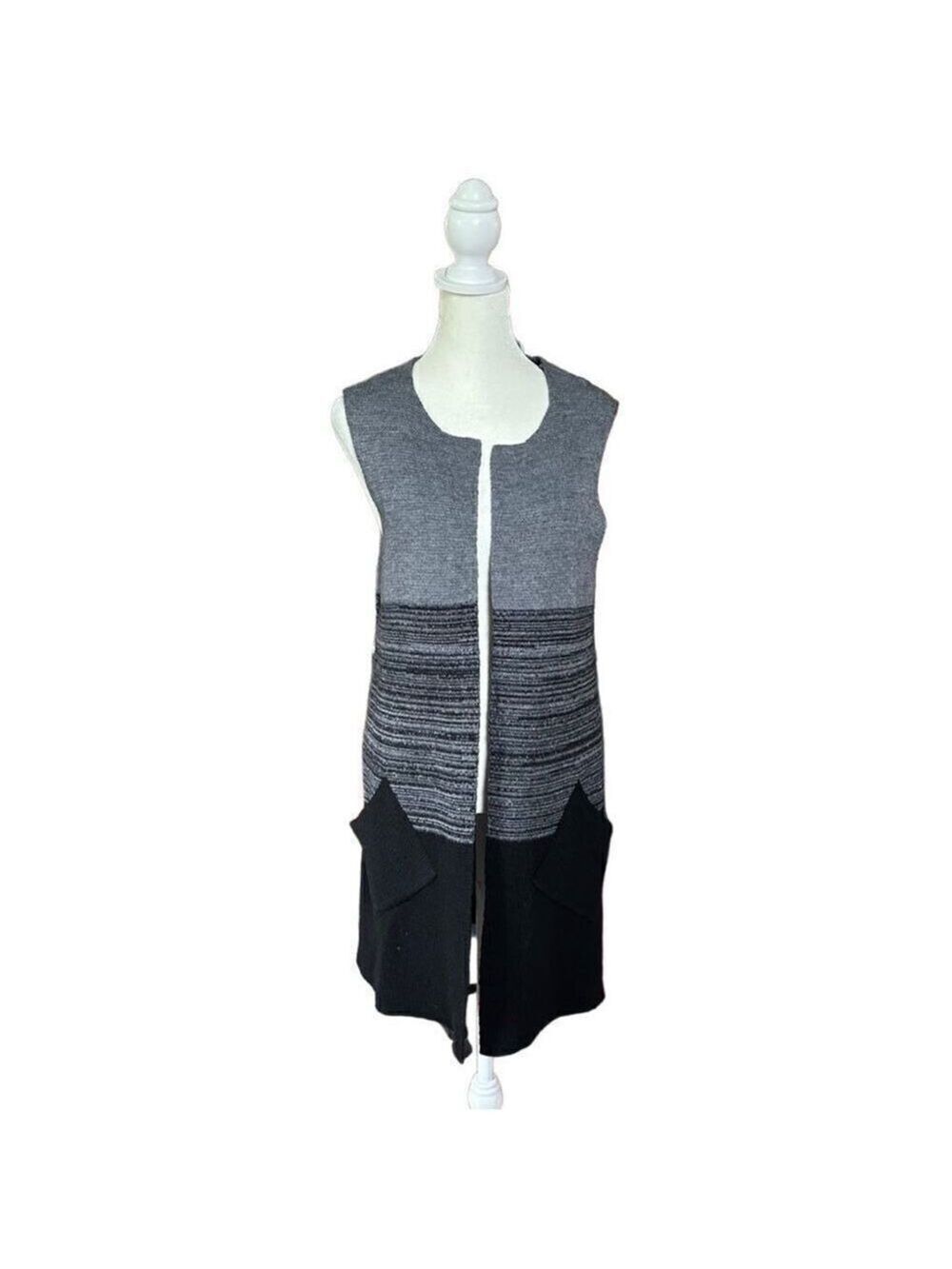 Cocogio Sleeveless Open Front Long Sweater Vest with Pockets Size Medium